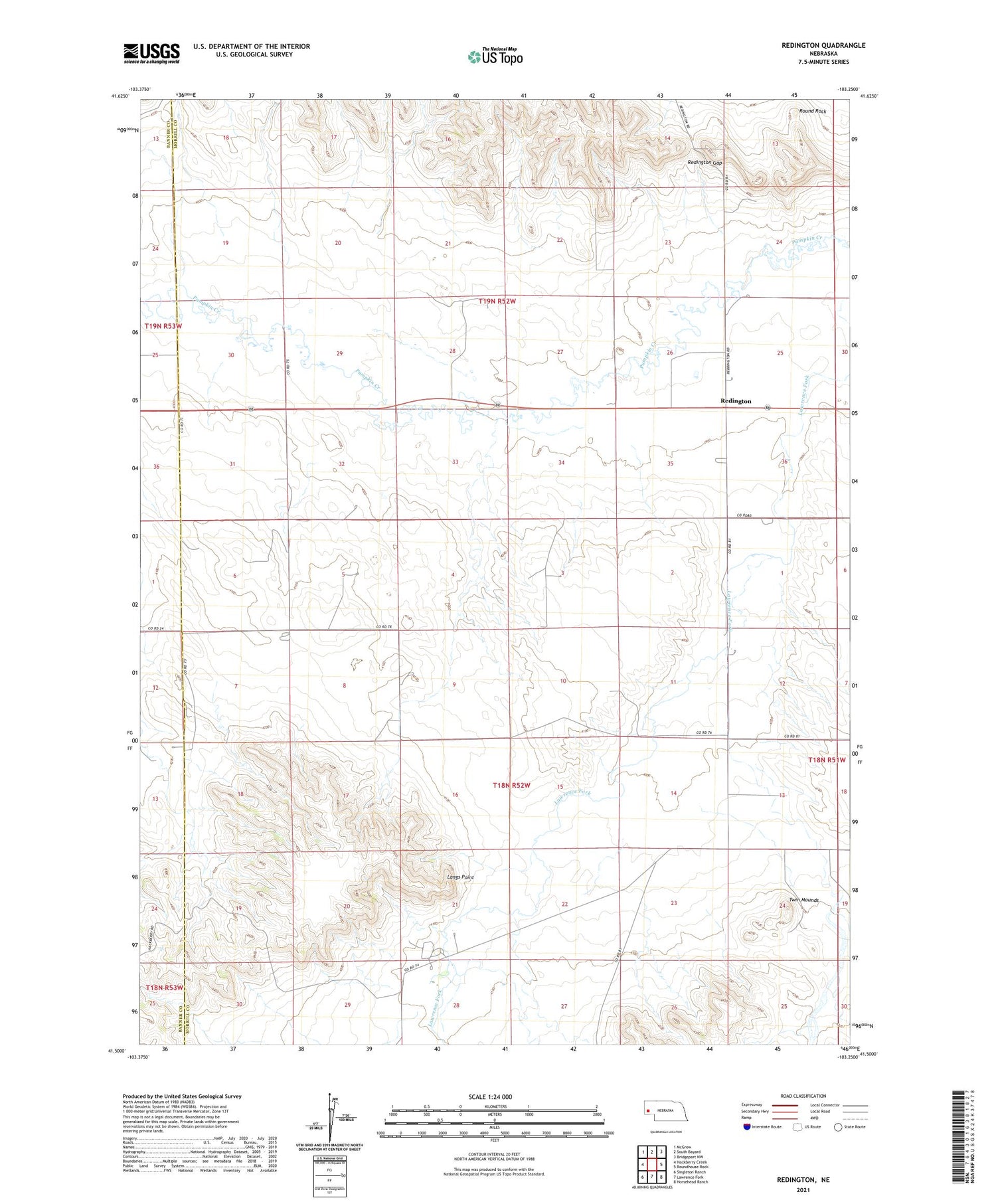 Redington Nebraska US Topo Map Image