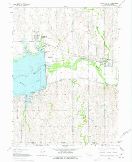 Classic USGS Republican City Nebraska 7.5'x7.5' Topo Map Image