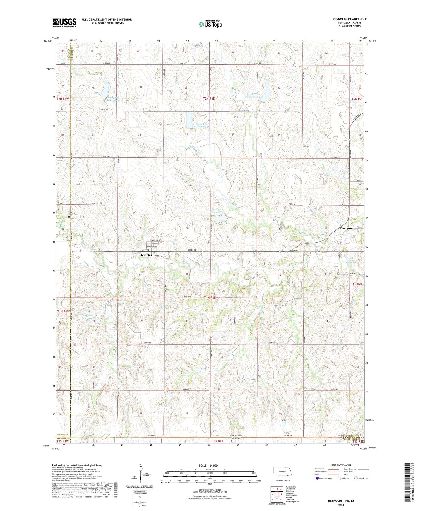 Reynolds Nebraska US Topo Map Image