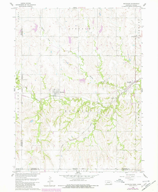 Classic USGS Reynolds Nebraska 7.5'x7.5' Topo Map Image