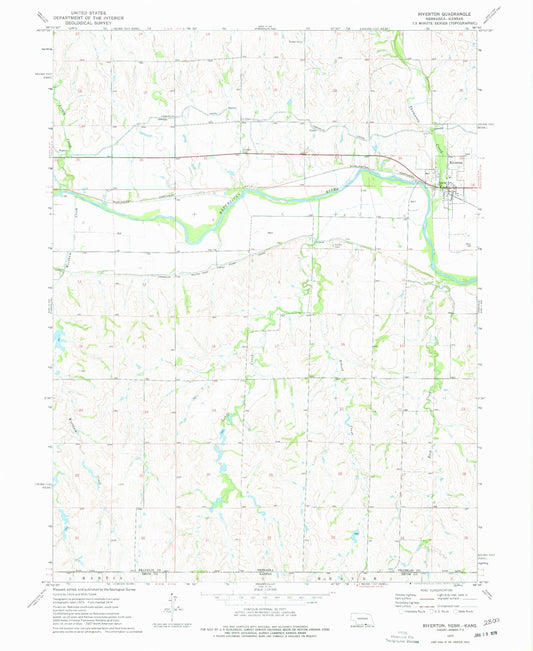 Classic USGS Riverton Nebraska 7.5'x7.5' Topo Map Image