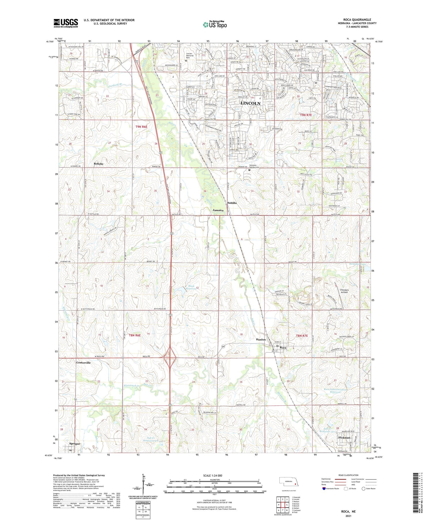 Roca Nebraska US Topo Map Image