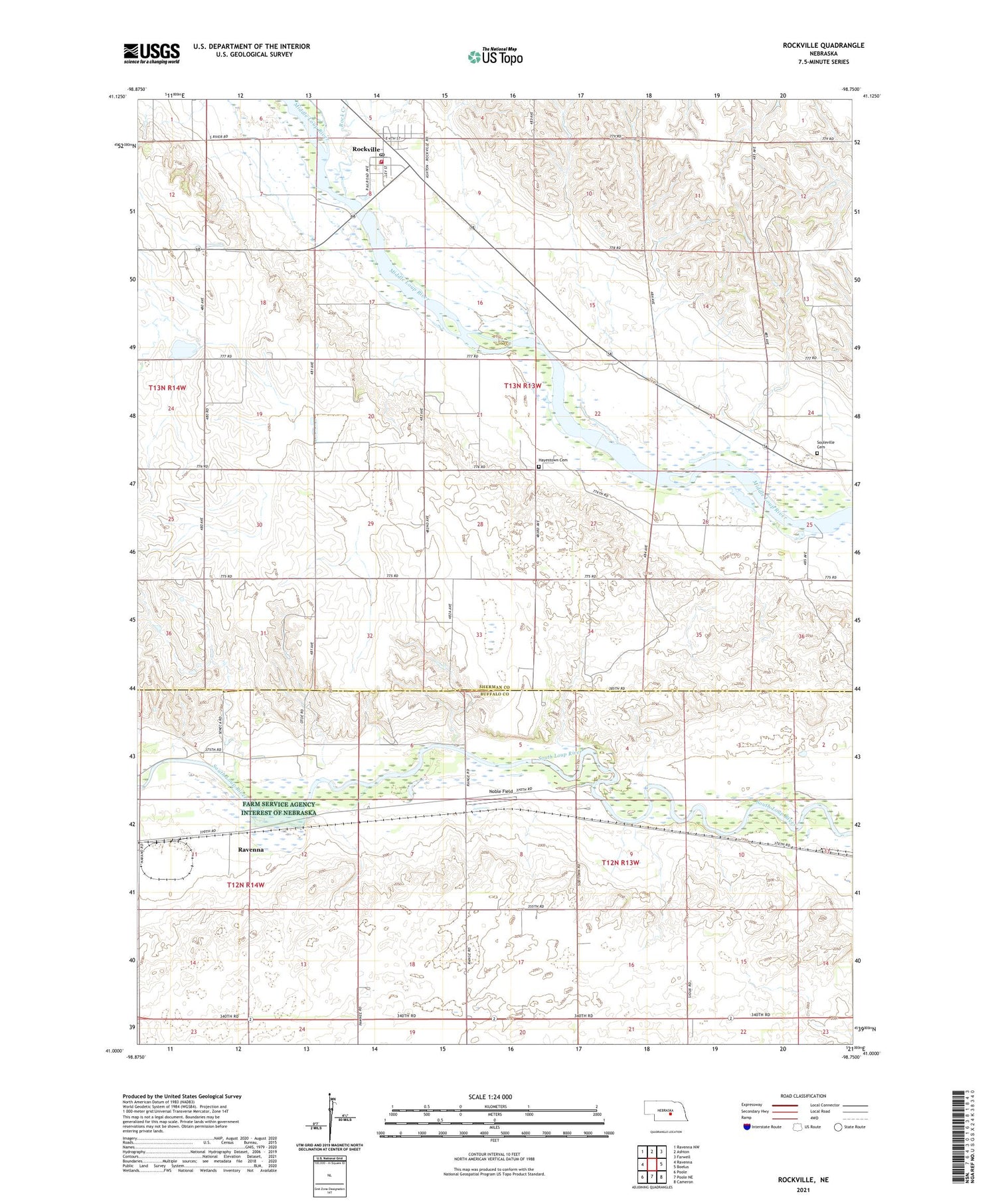 Rockville Nebraska US Topo Map Image