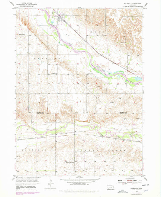 Classic USGS Rockville Nebraska 7.5'x7.5' Topo Map Image