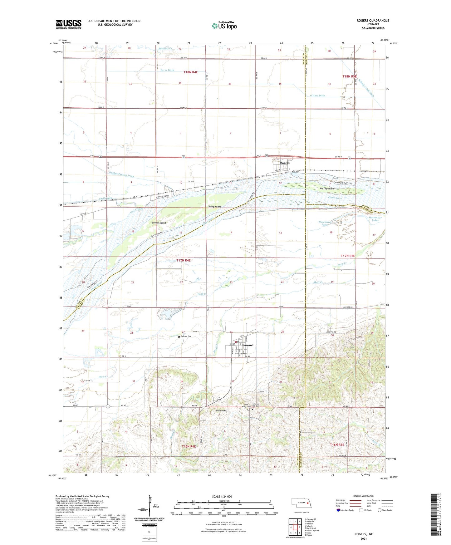 Rogers Nebraska US Topo Map Image