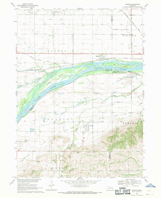 Classic USGS Rogers Nebraska 7.5'x7.5' Topo Map Image