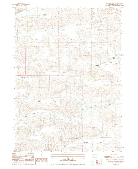 Classic USGS Rosebud Valley Nebraska 7.5'x7.5' Topo Map Image