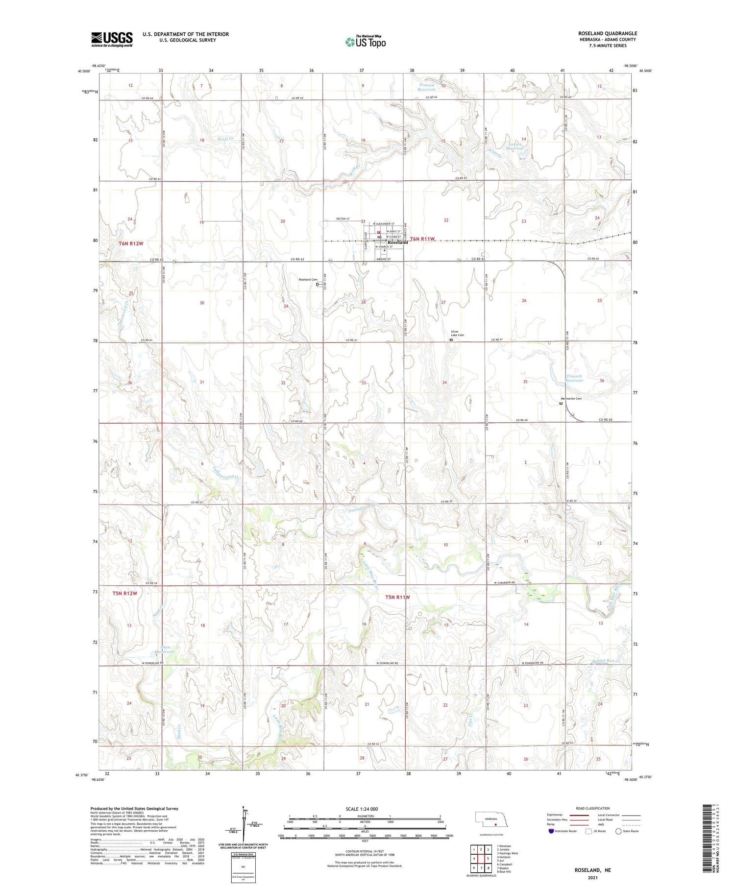 Roseland Nebraska US Topo Map Image