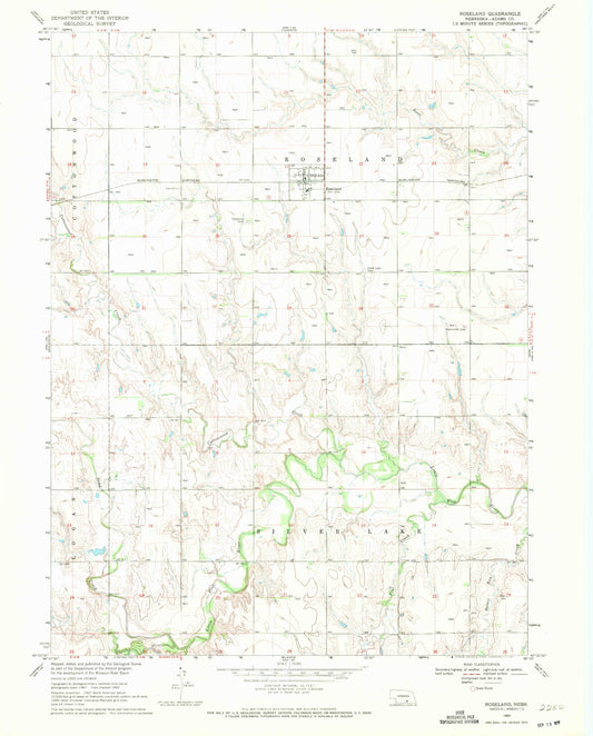 Classic USGS Roseland Nebraska 7.5'x7.5' Topo Map Image