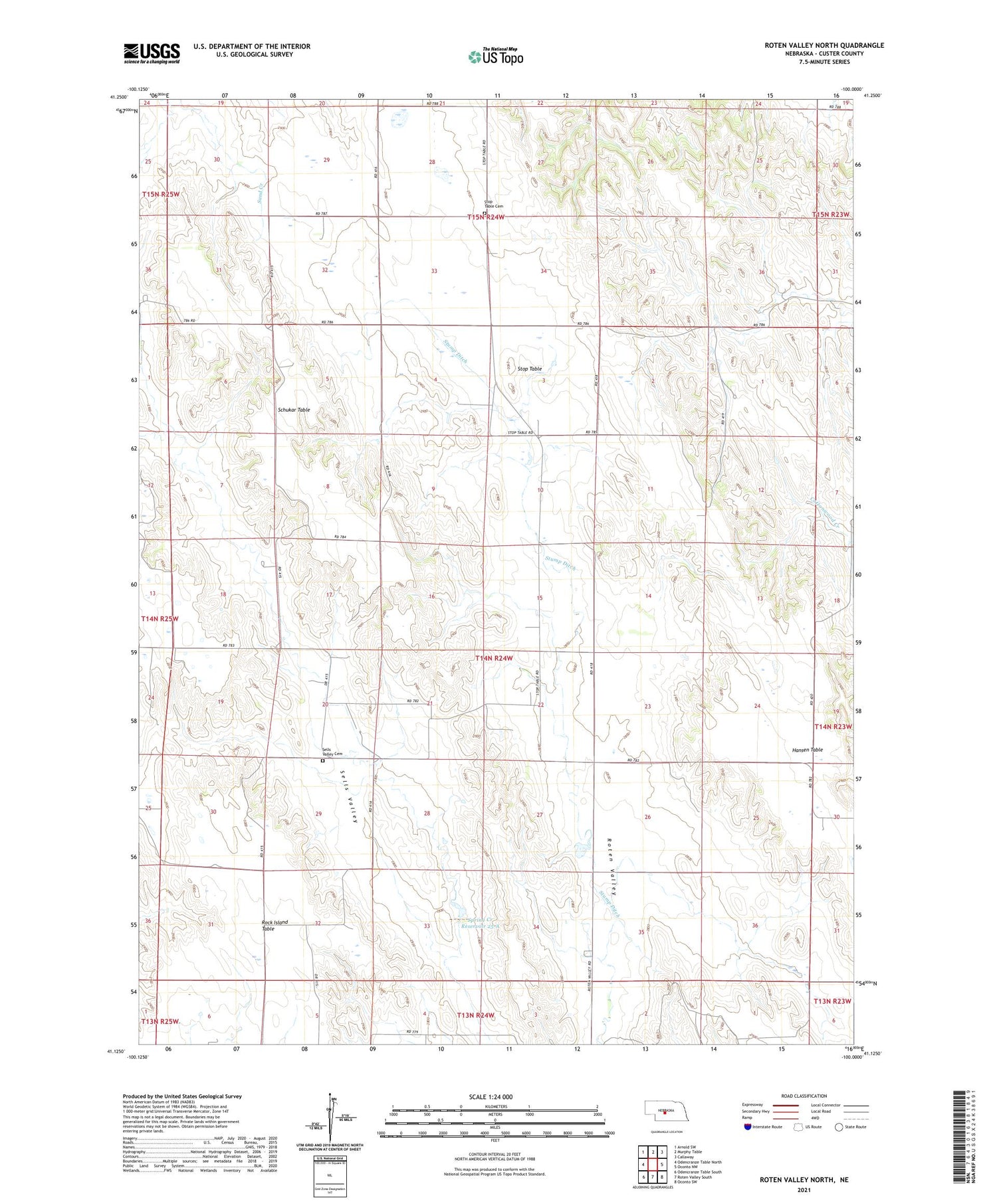 Roten Valley North Nebraska US Topo Map Image