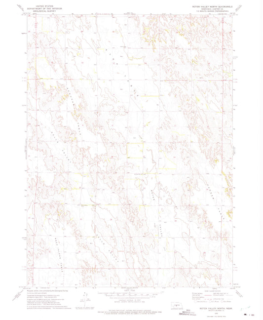 Classic USGS Roten Valley North Nebraska 7.5'x7.5' Topo Map Image