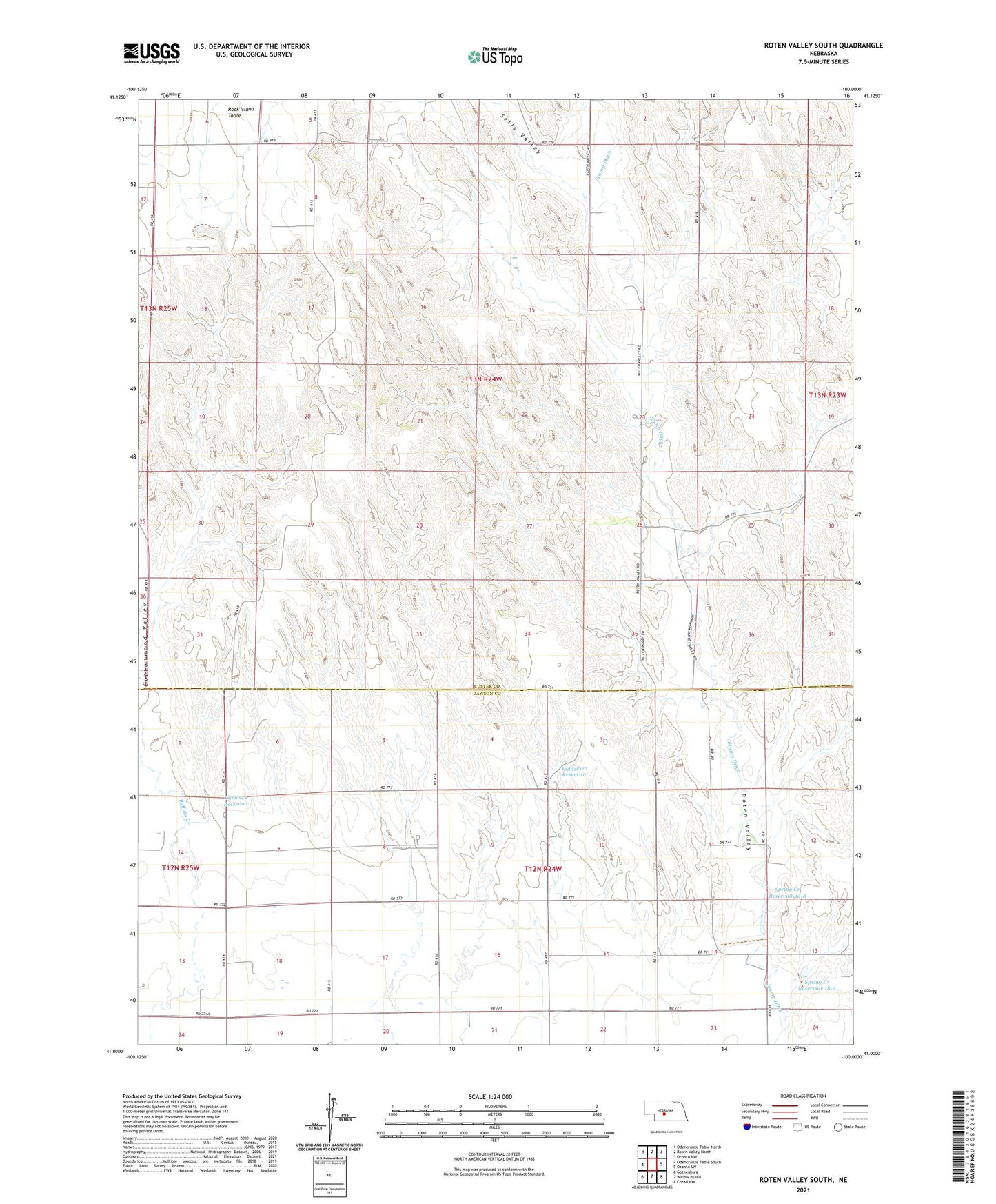 Roten Valley South Nebraska US Topo Map Image