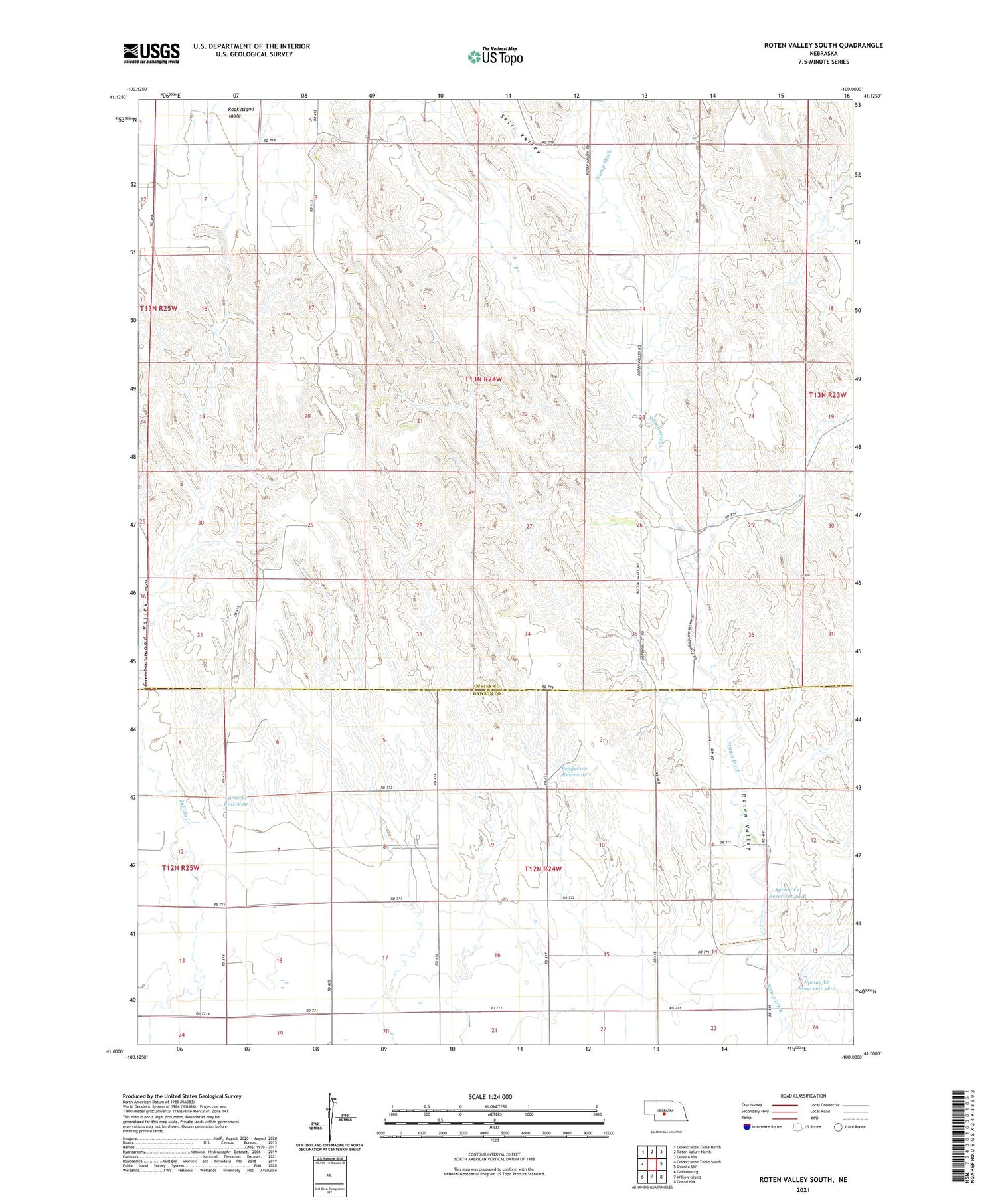 Roten Valley South Nebraska US Topo Map Image