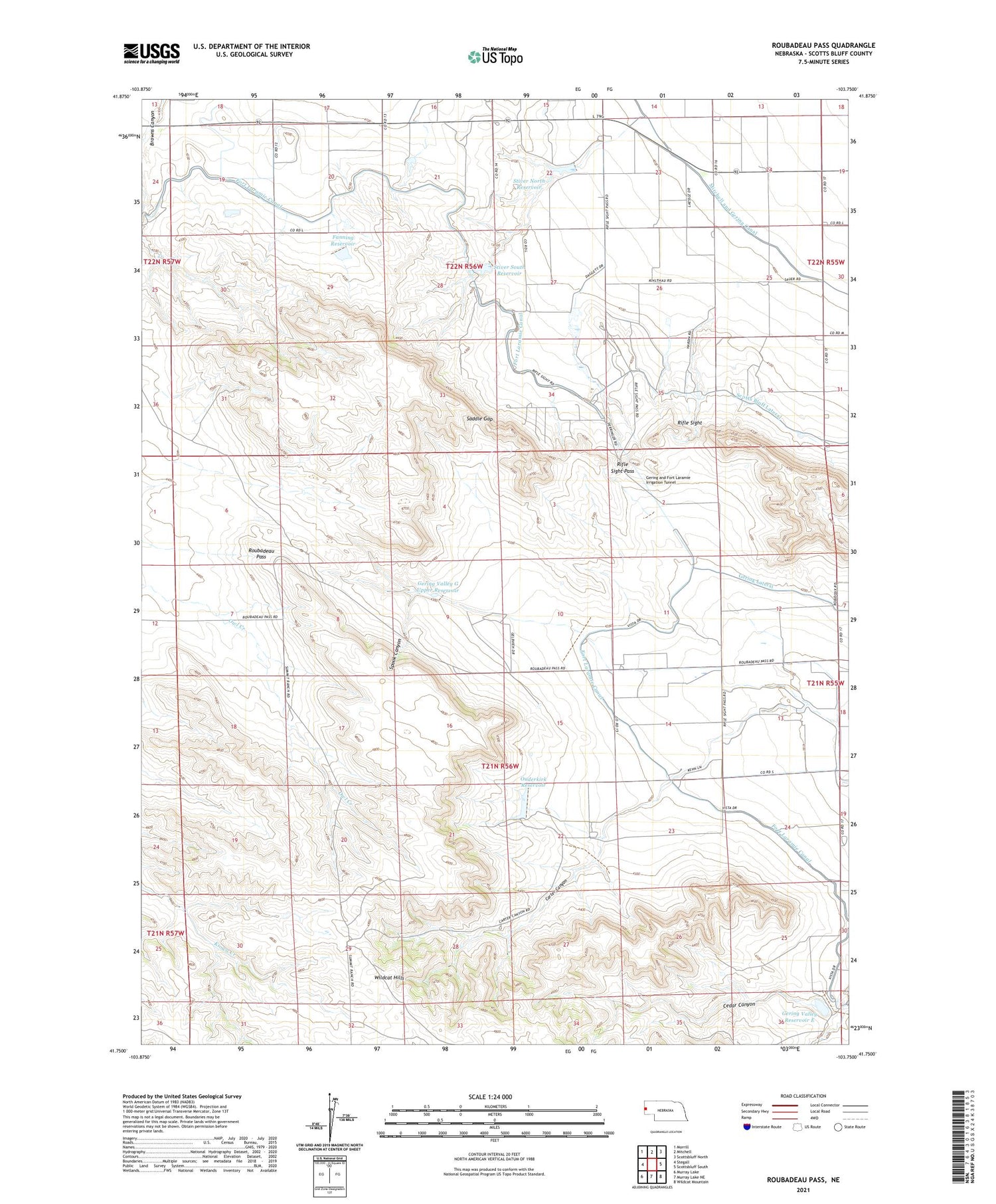 Roubadeau Pass Nebraska US Topo Map Image