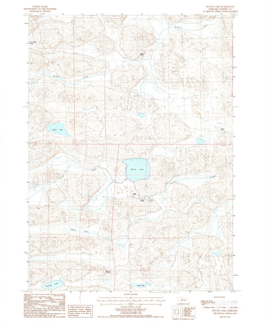 Classic USGS Round Lake Nebraska 7.5'x7.5' Topo Map Image