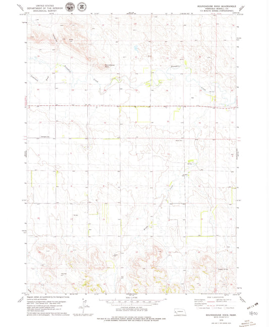 Classic USGS Roundhouse Rock Nebraska 7.5'x7.5' Topo Map Image