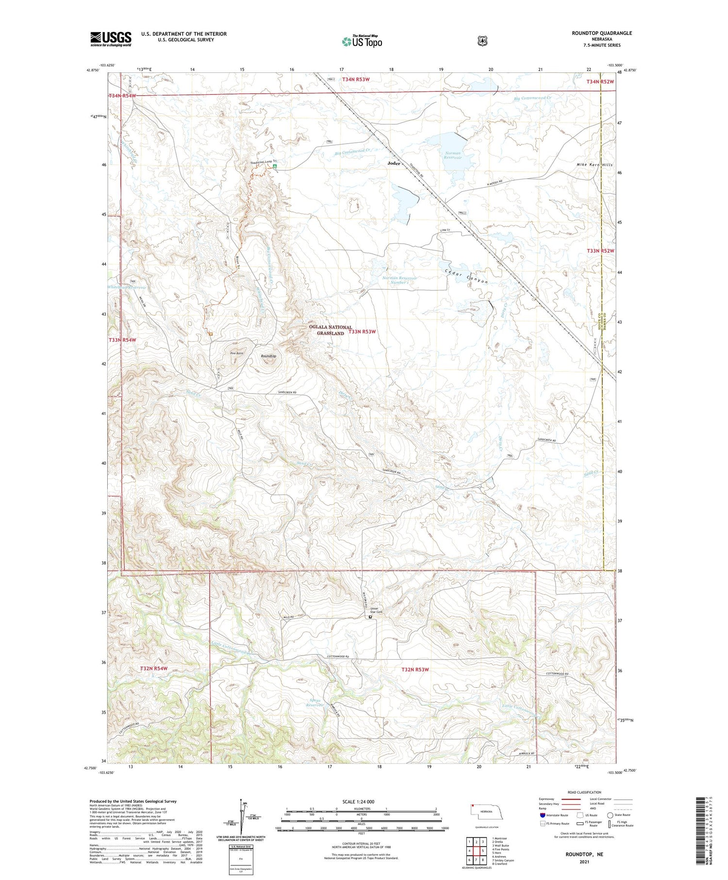 Roundtop Nebraska US Topo Map Image