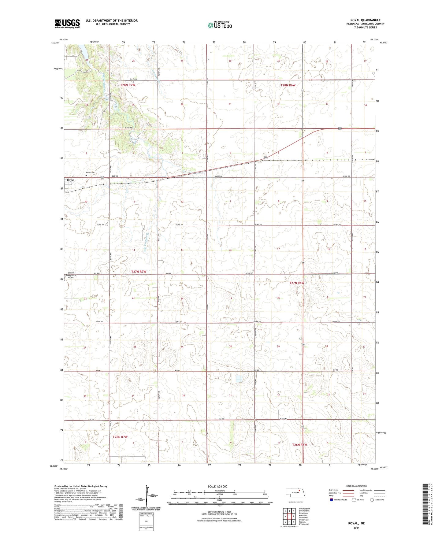 Royal Nebraska US Topo Map Image