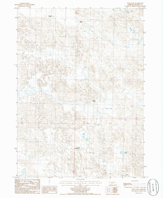 Classic USGS Rush Lake Nebraska 7.5'x7.5' Topo Map Image