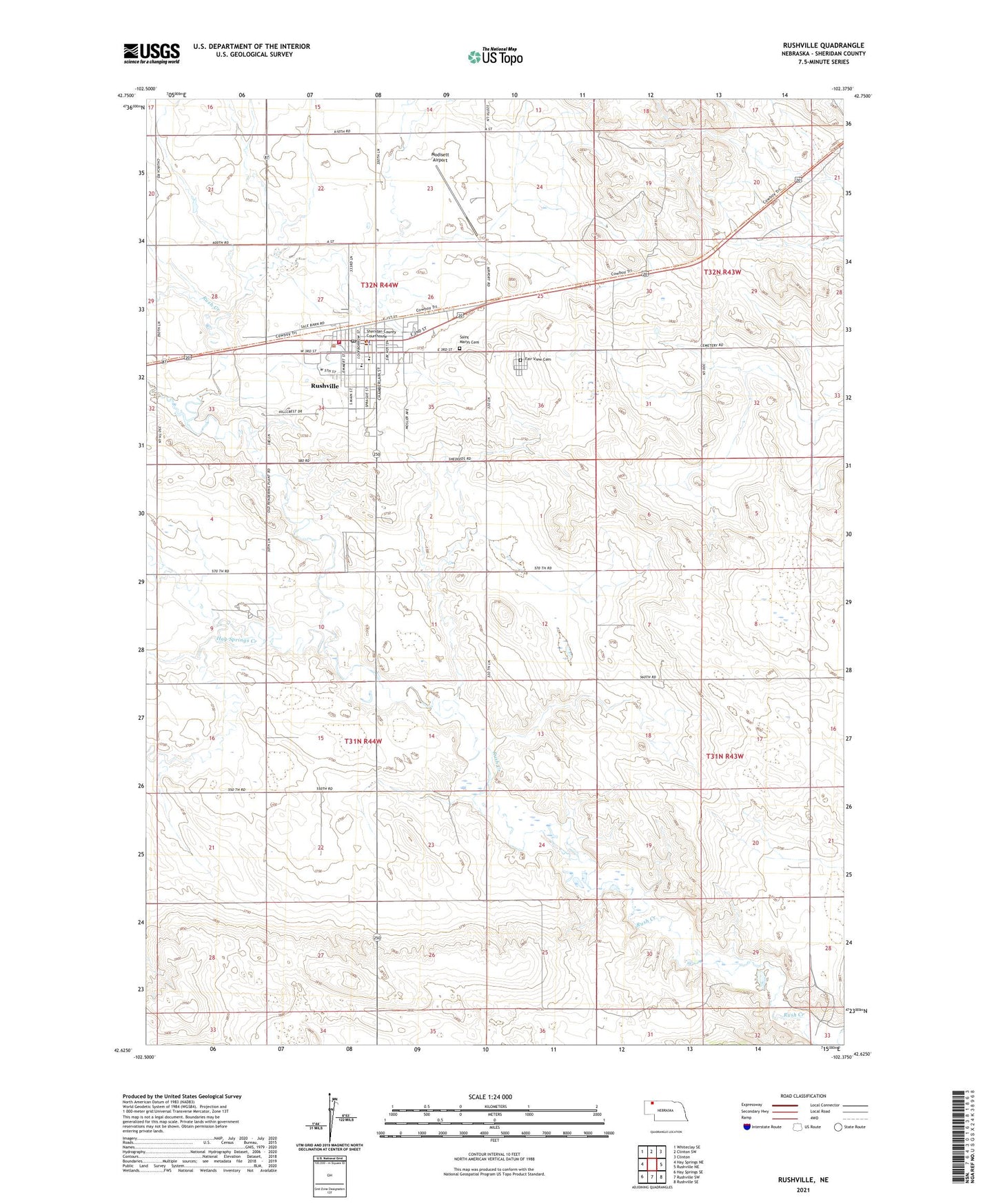 Rushville Nebraska US Topo Map Image