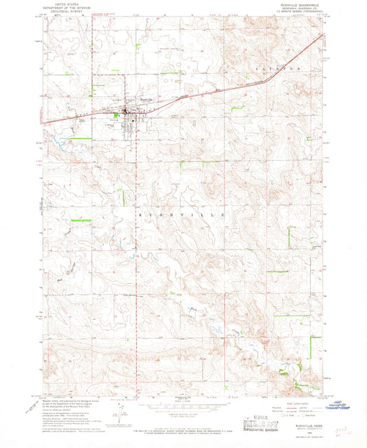 Classic USGS Rushville Nebraska 7.5'x7.5' Topo Map Image