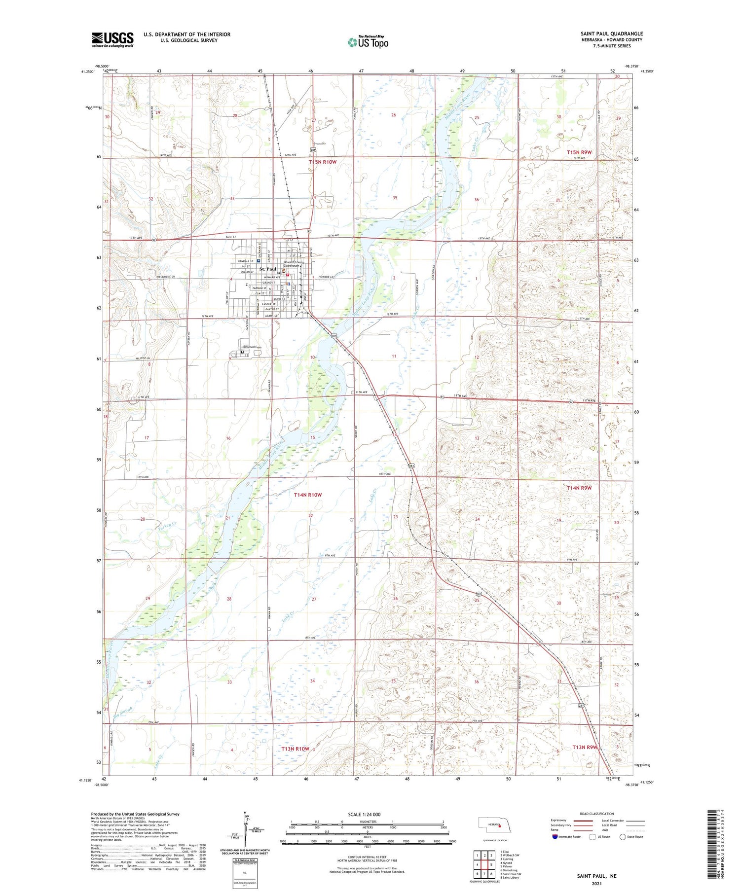 Saint Paul Nebraska US Topo Map Image