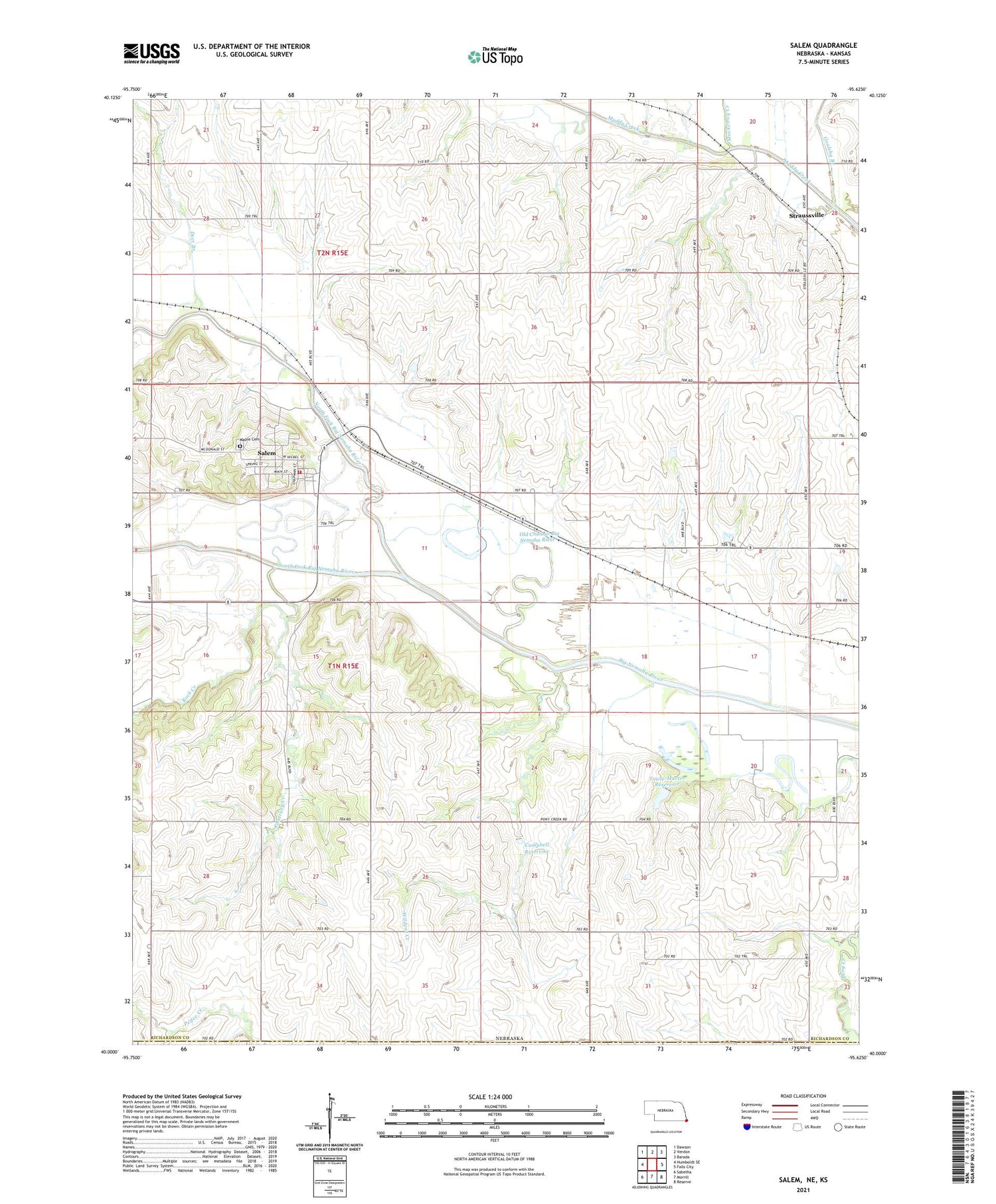 Salem Nebraska US Topo Map Image