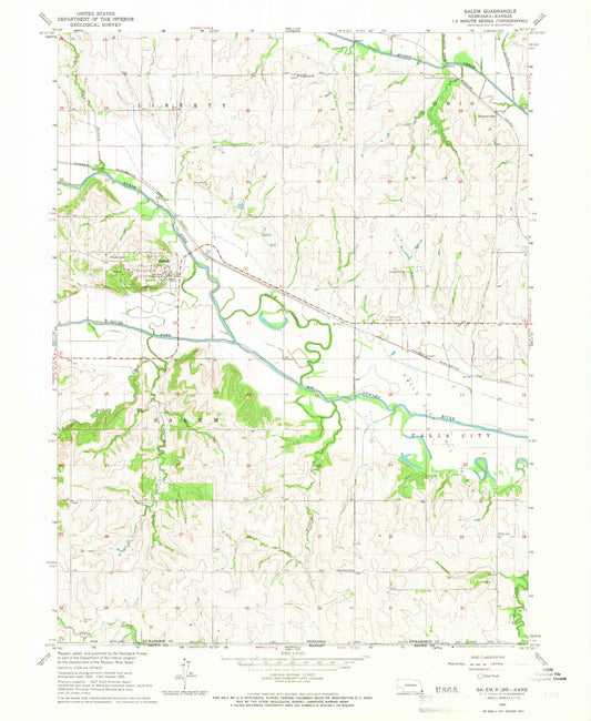 Classic USGS Salem Nebraska 7.5'x7.5' Topo Map Image