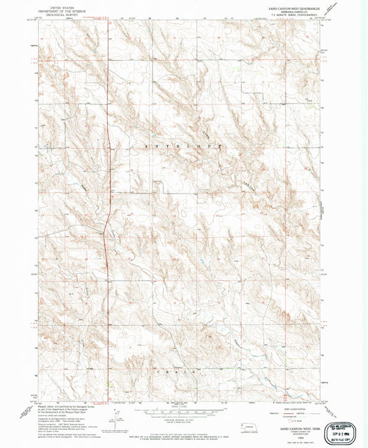 Classic USGS Sand Canyon West Nebraska 7.5'x7.5' Topo Map Image