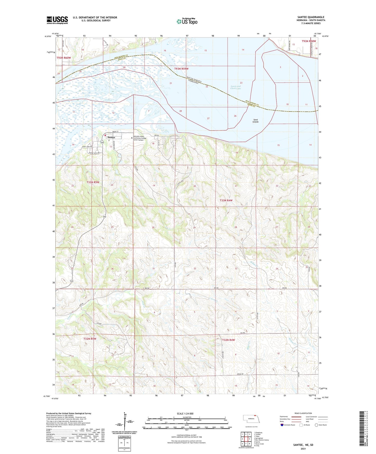 Santee Nebraska US Topo Map Image