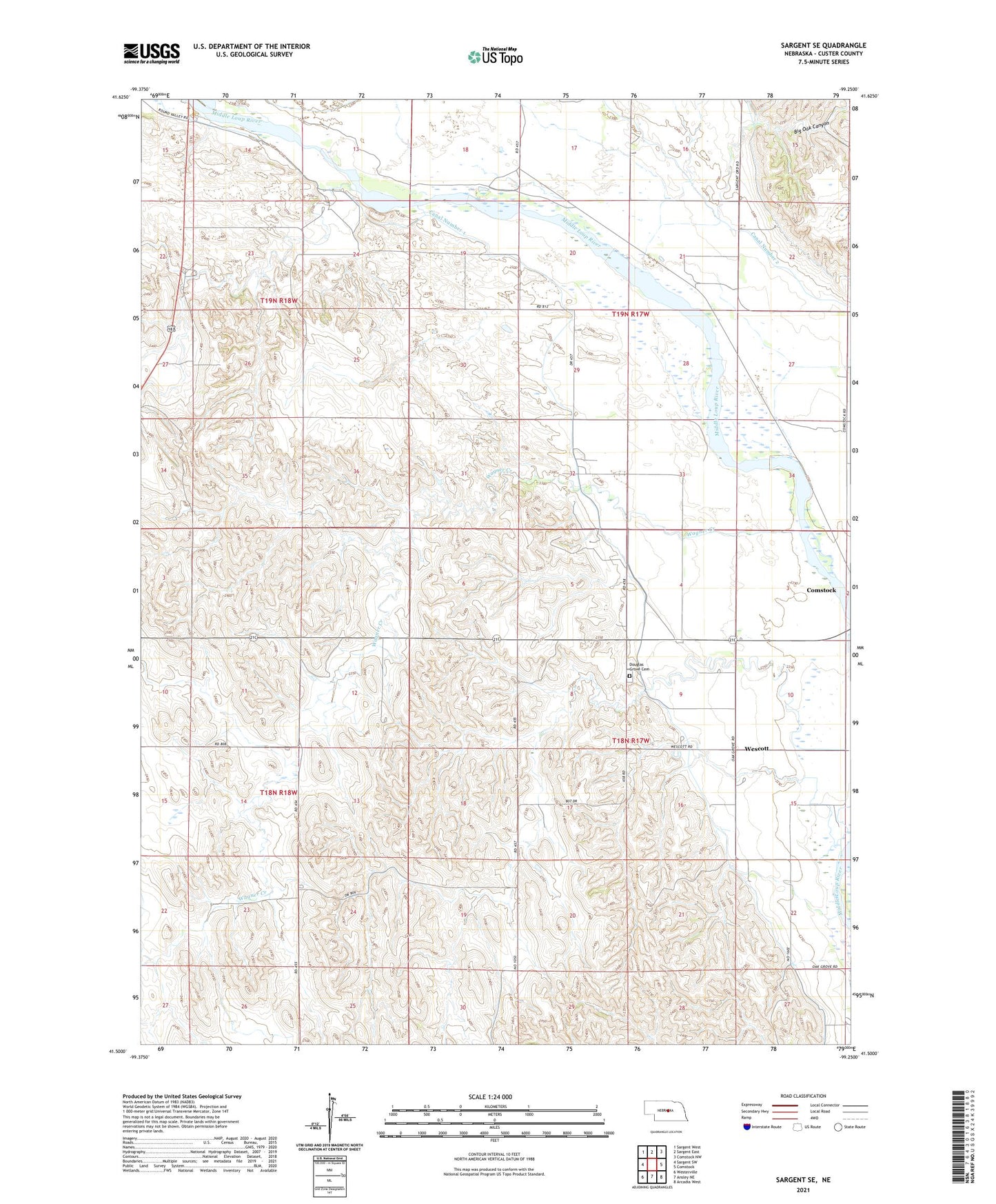 Sargent SE Nebraska US Topo Map Image