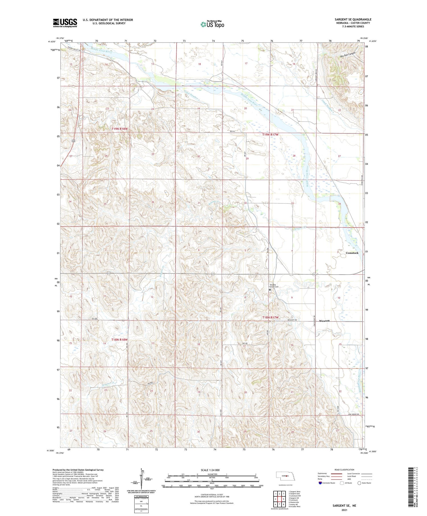 Sargent SE Nebraska US Topo Map Image