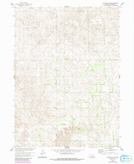 Classic USGS School Number 20 Nebraska 7.5'x7.5' Topo Map Image
