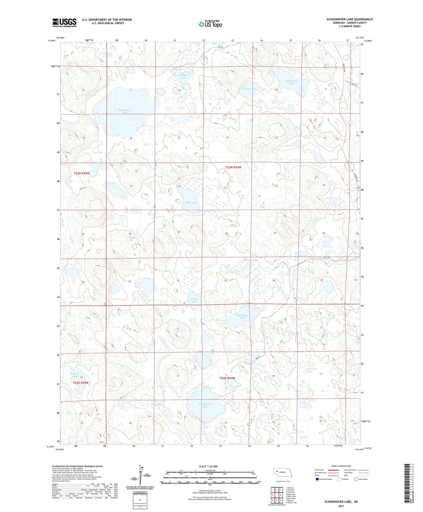 Schoonover Lake Nebraska US Topo Map Image