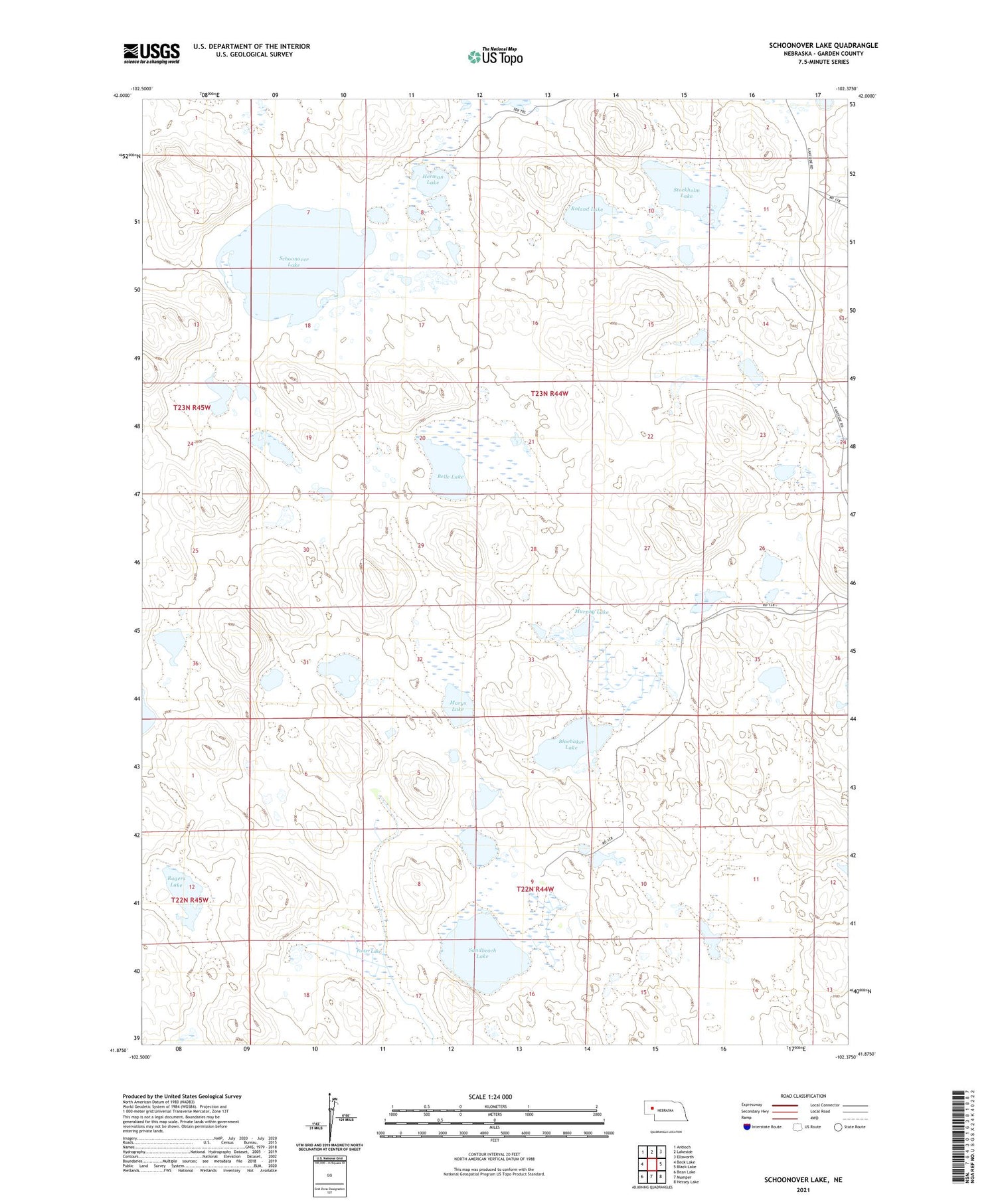 Schoonover Lake Nebraska US Topo Map Image