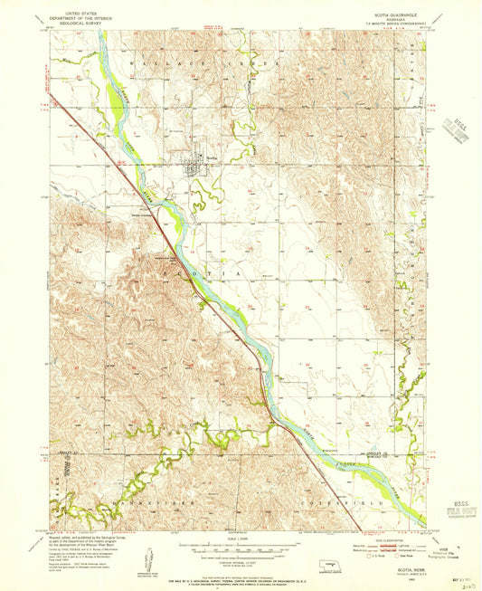 Classic USGS Scotia Nebraska 7.5'x7.5' Topo Map Image