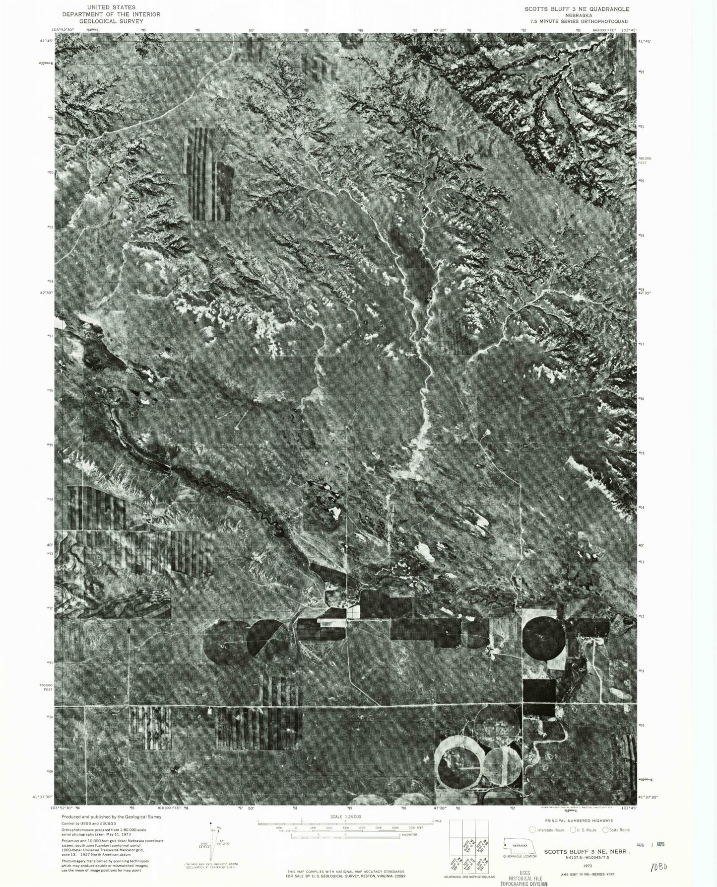 Classic USGS Murray Lake NE Nebraska 7.5'x7.5' Topo Map Image