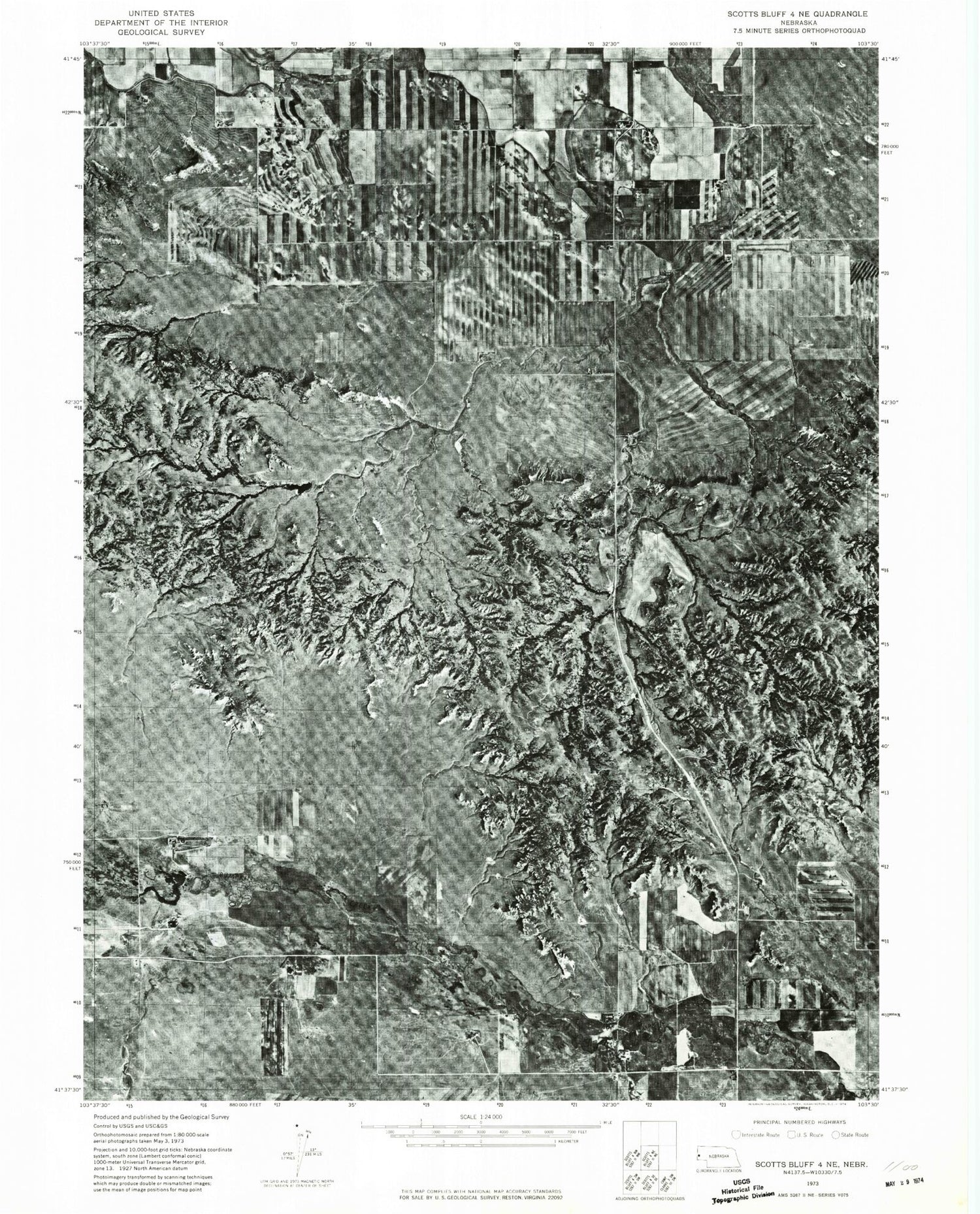 Classic USGS Wright Gap Nebraska 7.5'x7.5' Topo Map Image
