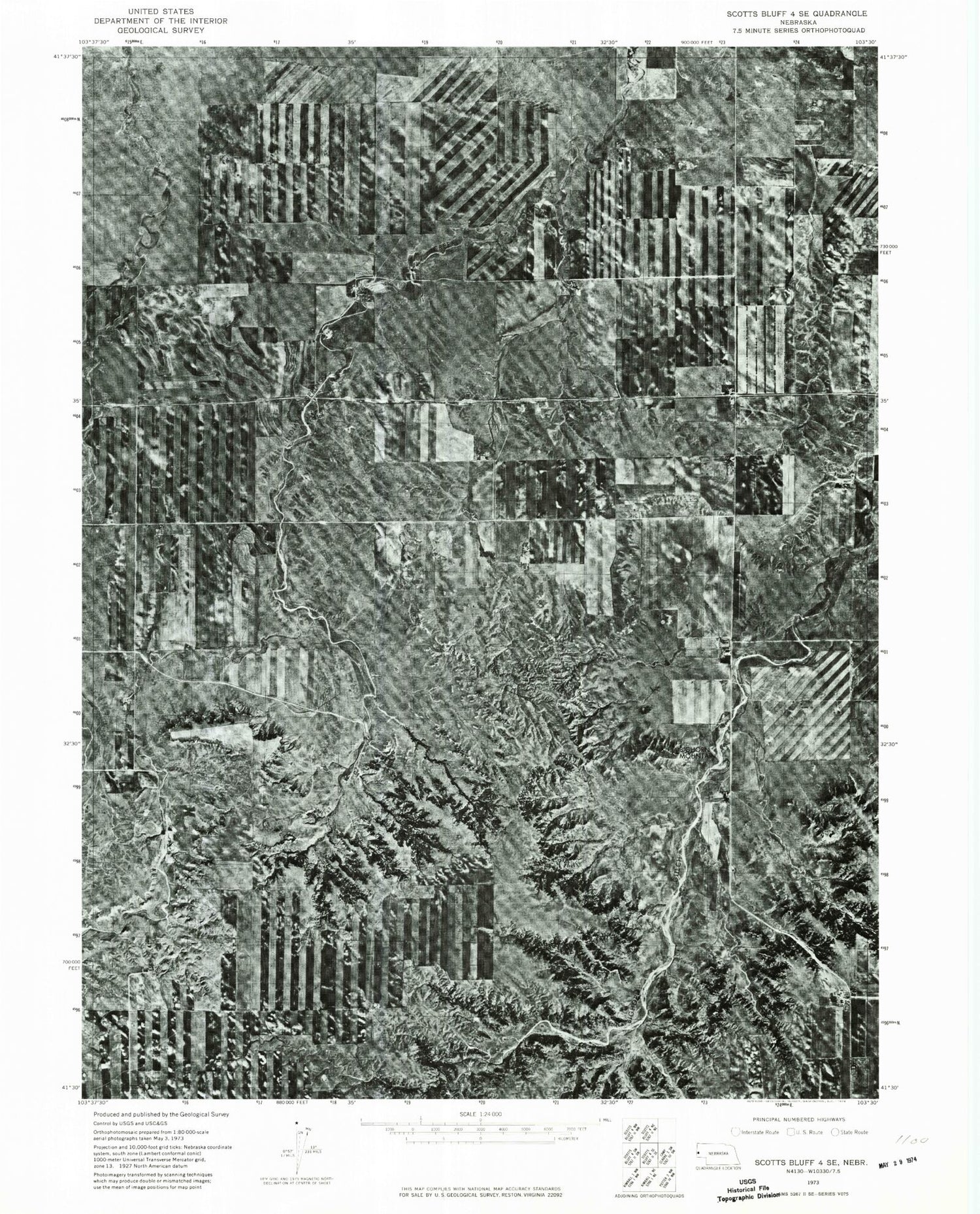 Classic USGS Indian Springs Nebraska 7.5'x7.5' Topo Map Image