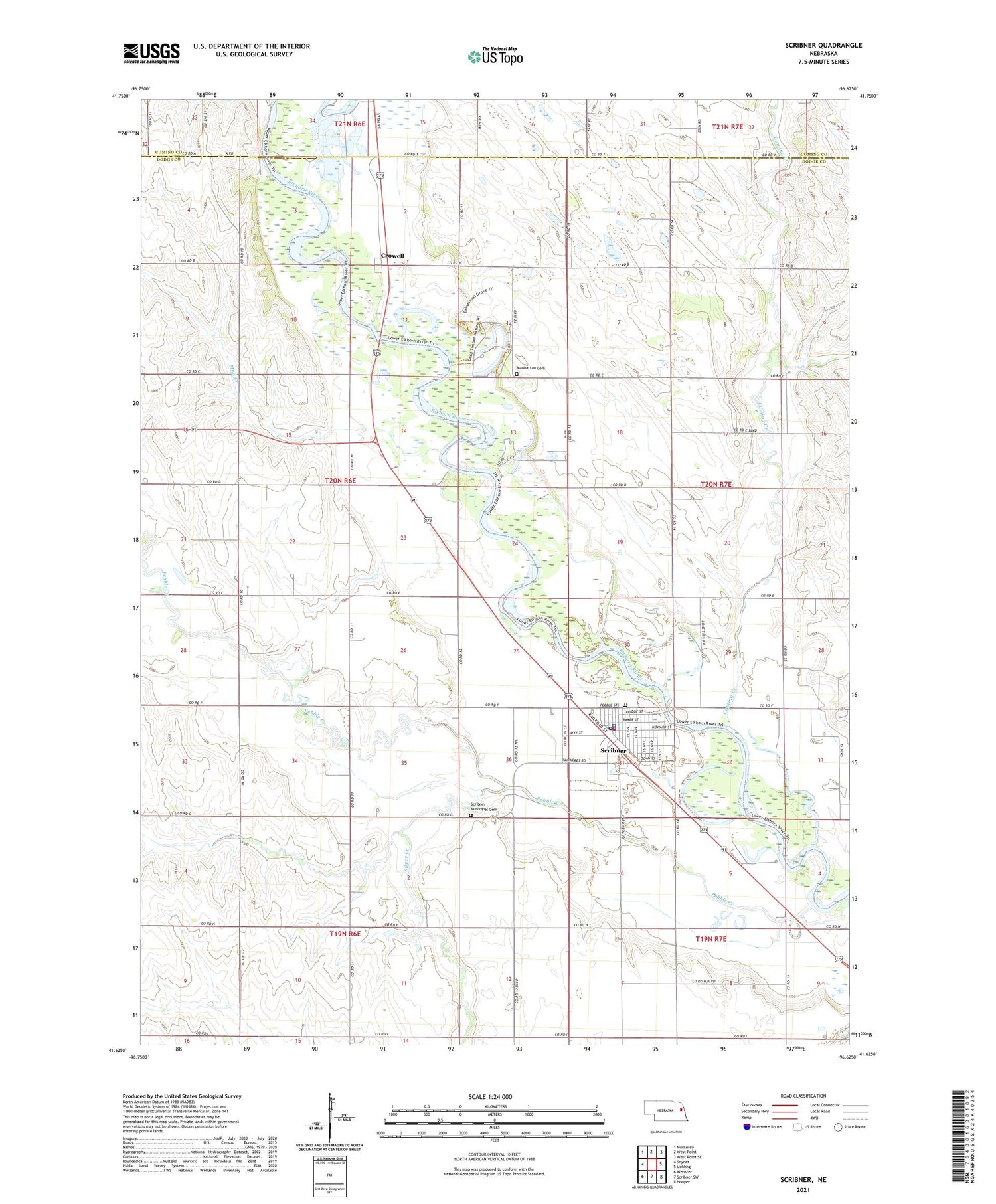 Scribner Nebraska US Topo Map Image