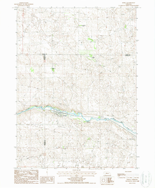 Classic USGS Seneca Nebraska 7.5'x7.5' Topo Map Image