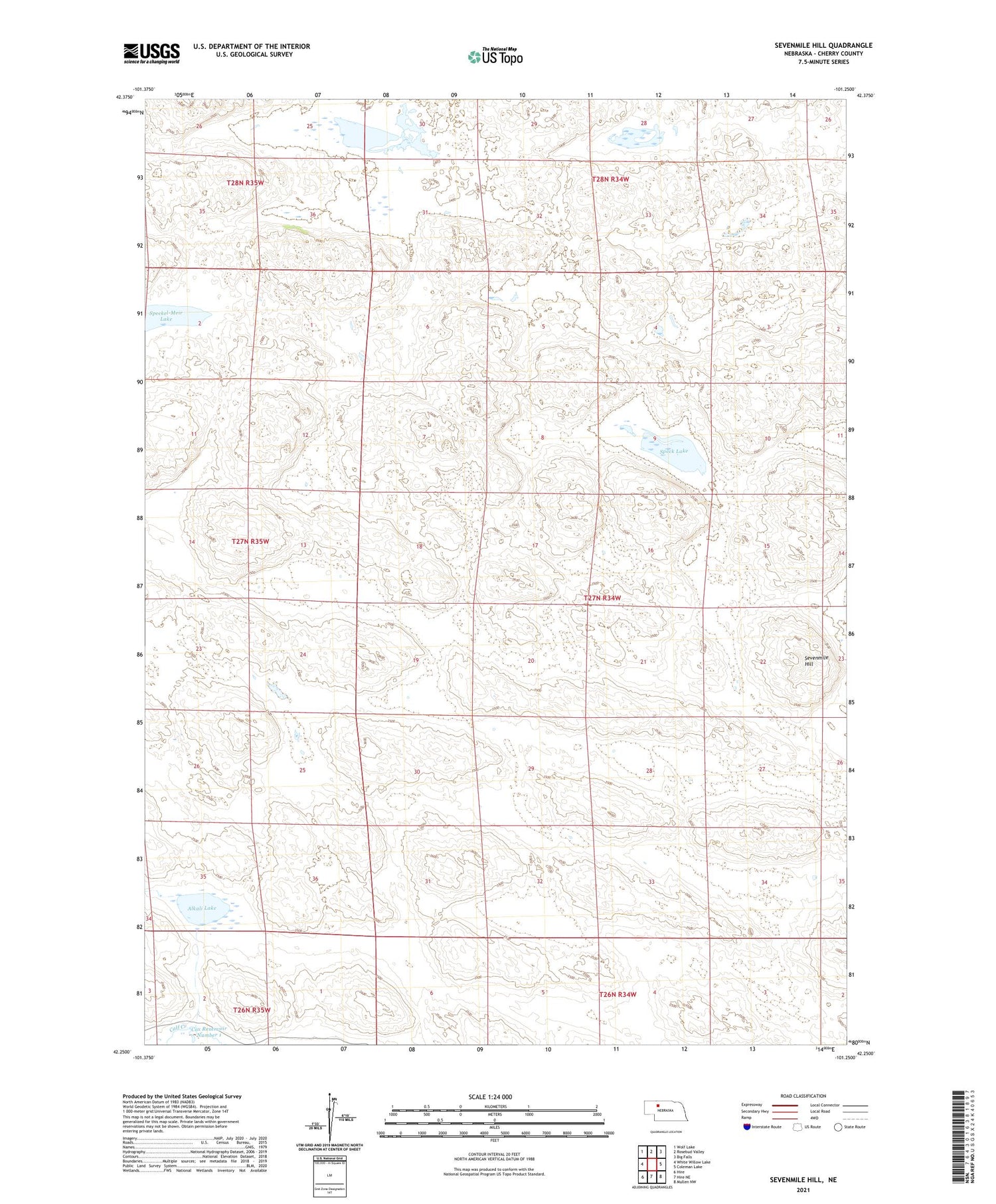 Sevenmile Hill Nebraska US Topo Map Image
