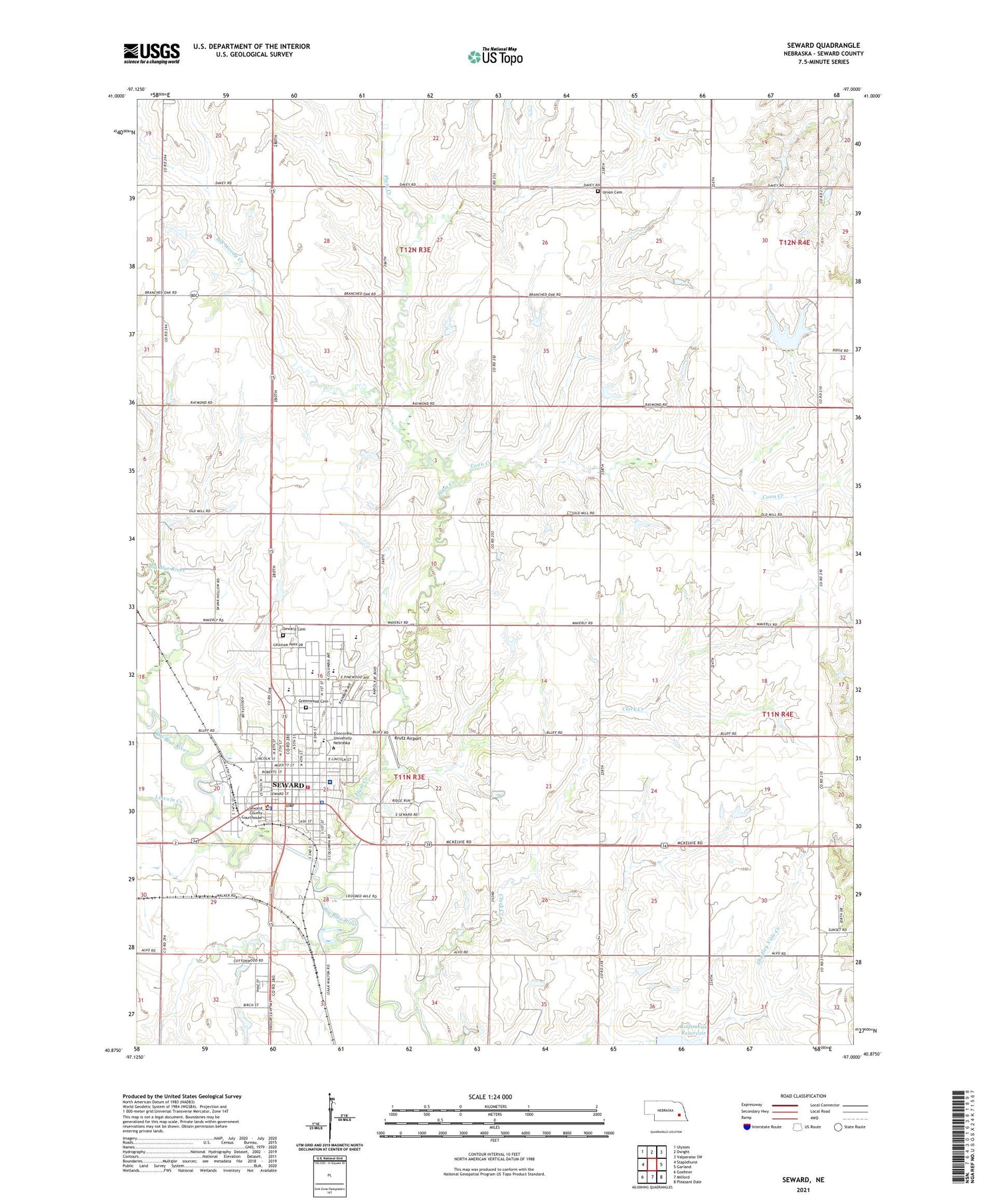 Seward Nebraska US Topo Map Image