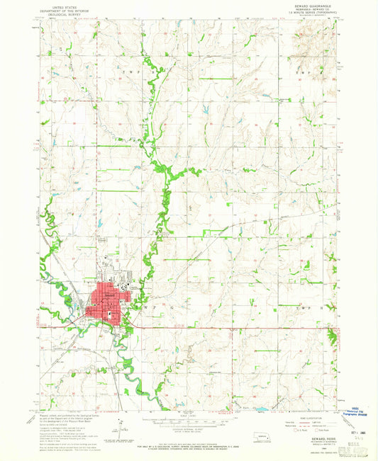 Classic USGS Seward Nebraska 7.5'x7.5' Topo Map Image