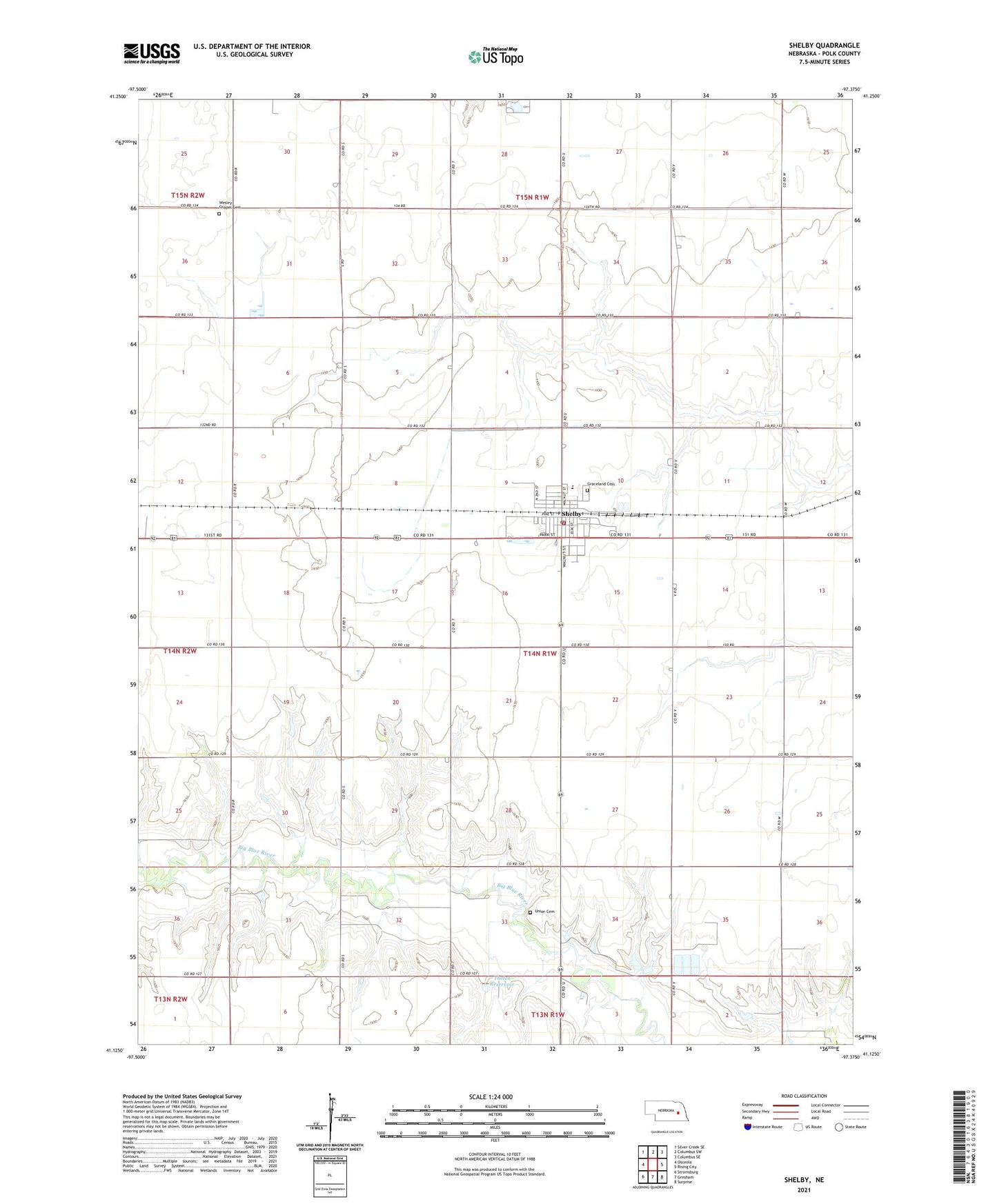 Shelby Nebraska US Topo Map Image