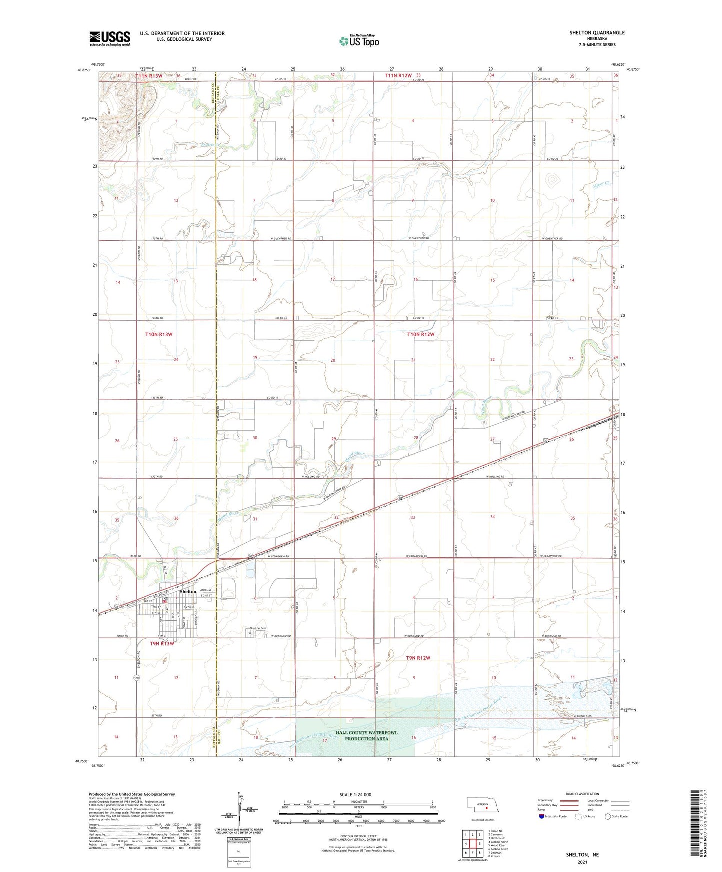 Shelton Nebraska US Topo Map Image