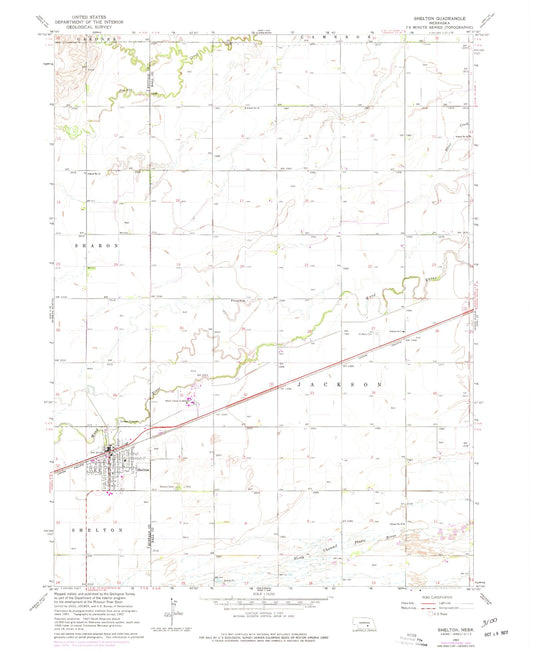 Classic USGS Shelton Nebraska 7.5'x7.5' Topo Map Image