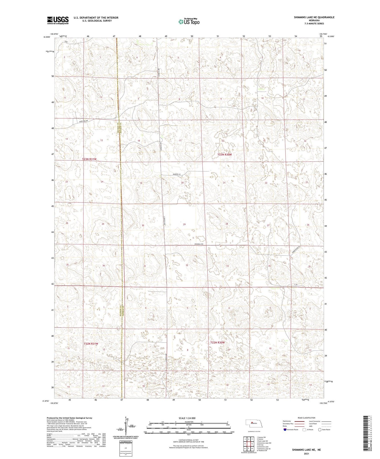 Shimmins Lake NE Nebraska US Topo Map Image