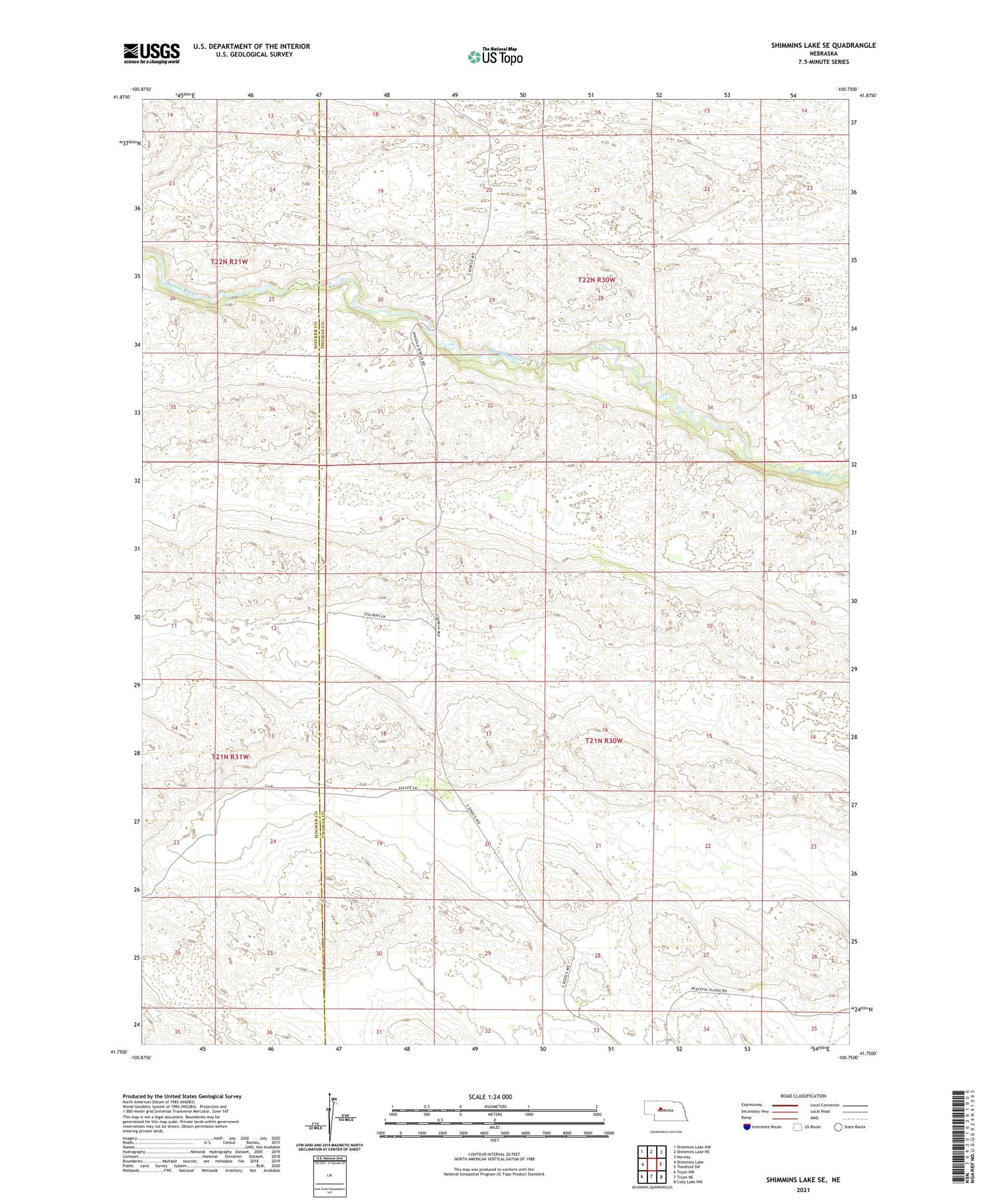 Shimmins Lake SE Nebraska US Topo Map Image