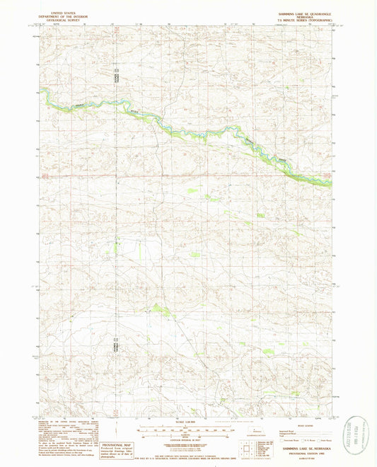 Classic USGS Shimmins Lake SE Nebraska 7.5'x7.5' Topo Map Image